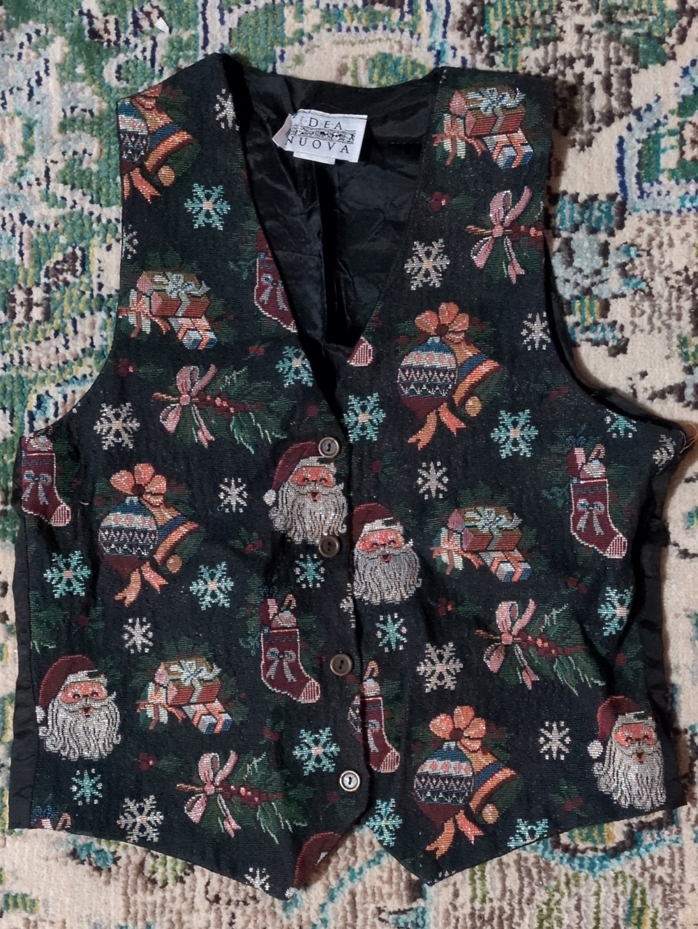 1990s Black Christmas Vest with Holiday Print